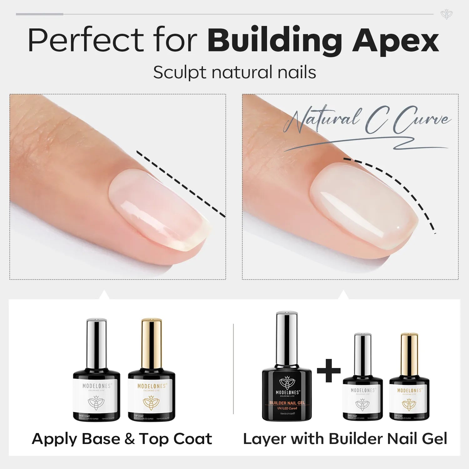8-In-1 Builder Nail Gel with Top & Base Coat Set - Clear